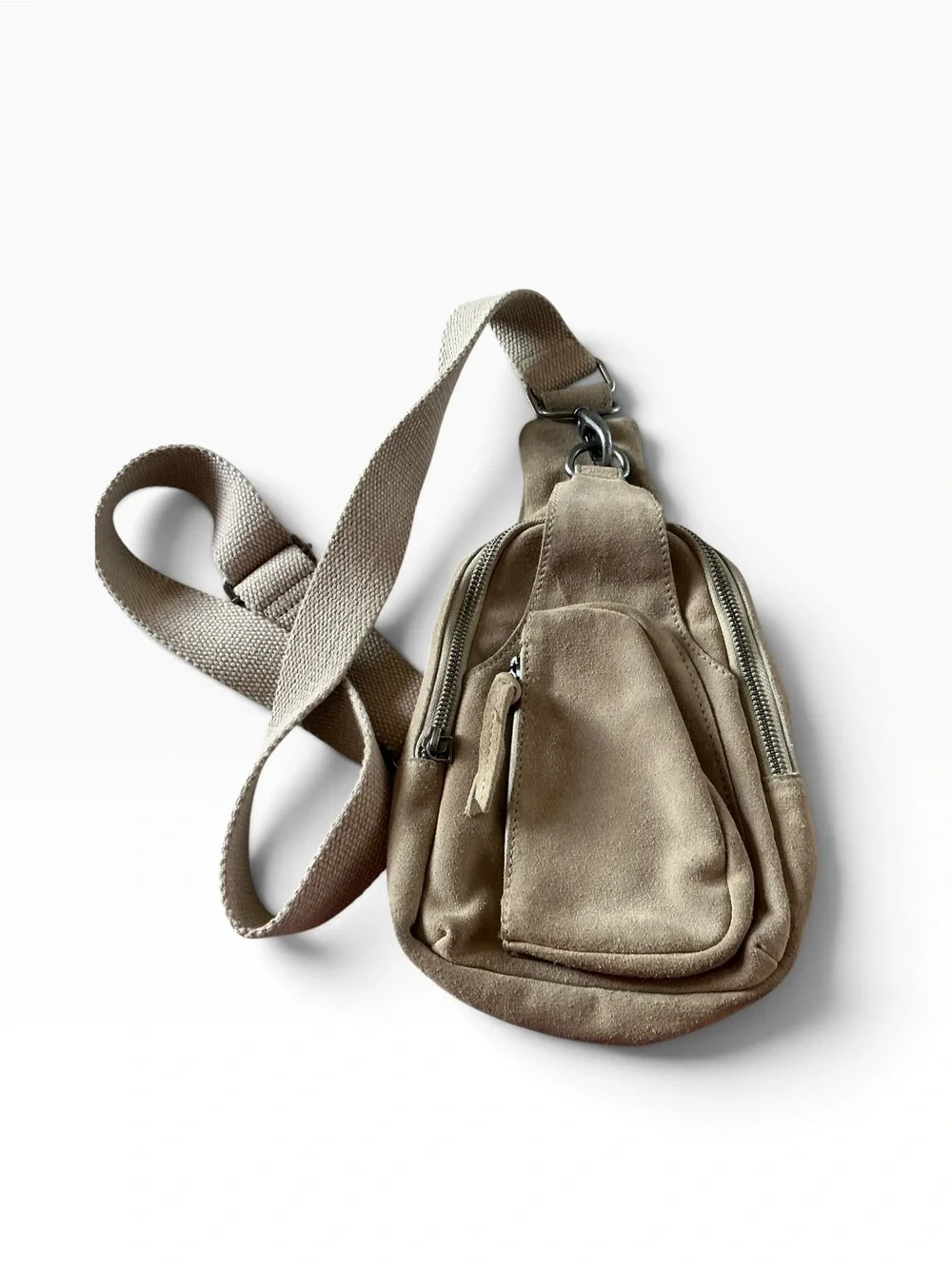 Free people Hudson suede leather sling crossbody bag beige hobo hippie
